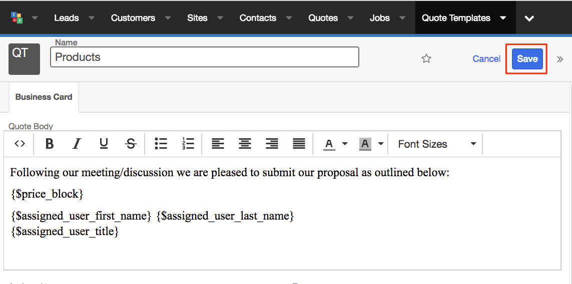 Field Service Quote Cover Letter