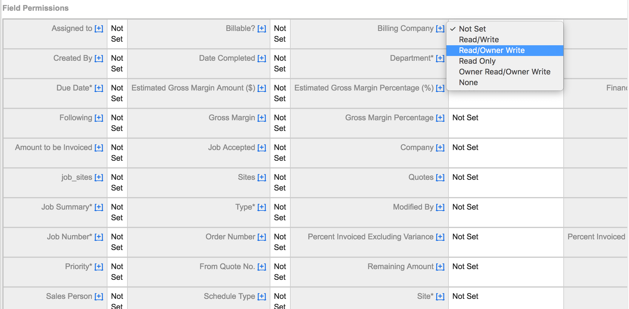 Setting Field Permissions